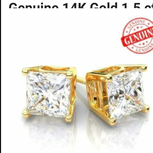 Moissanite with 14 K gold earrings - Picture 1 of 2